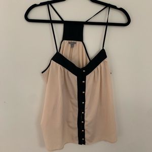 Dress top cream/gold/black spaghetti strap